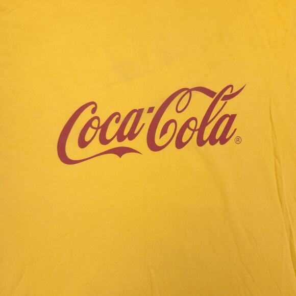 Coca Cola Long Sleeve Crew Neck Casual Graphic T-Shirt Mens Size XL Yellow - Picture 4 of 9